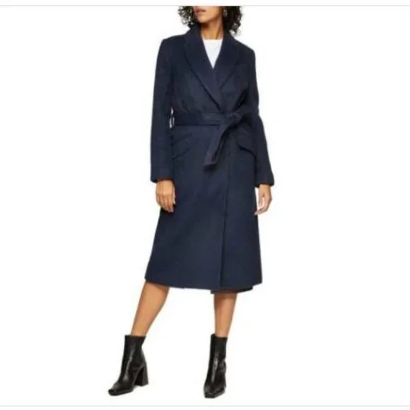 Topshop Jackets Coats Topshop Manhattan Long Belted Wool